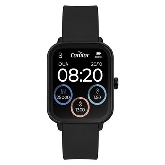 Smartwatch Condor Smart Bluetooth Monitoramento Cardíaco e de Atividades Resistente à Água Preto